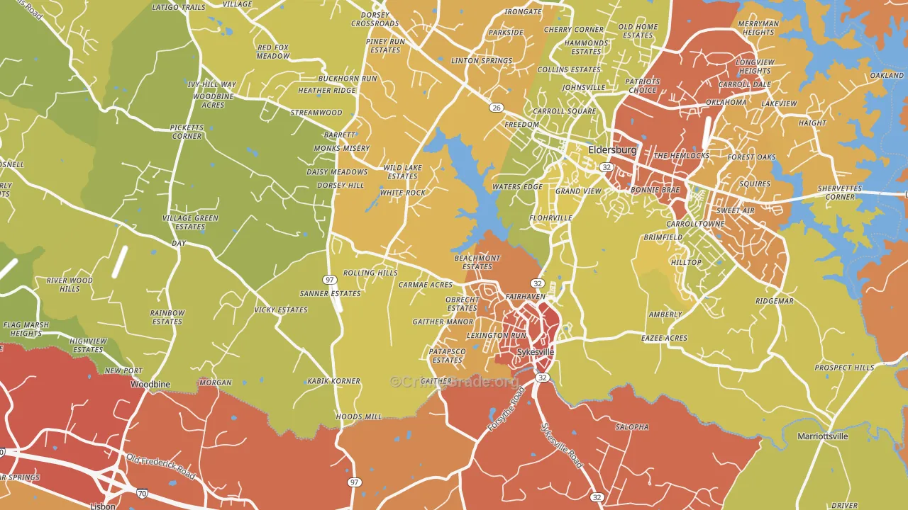 Sykesville, MD Map of Drug-Related Crime Rates