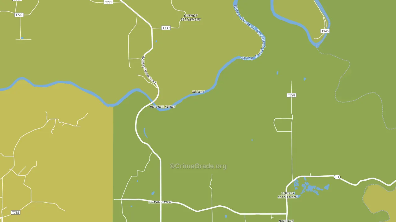 Sylvan Grove, PA Map of Drug-Related Crime Rates