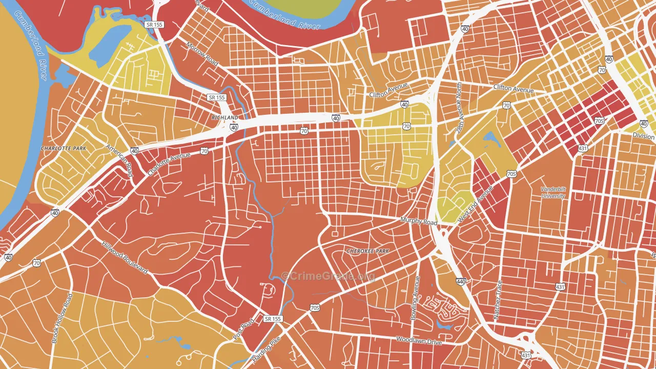 Sylvan Park, Nashville, TN Map of Drug-Related Crime Rates