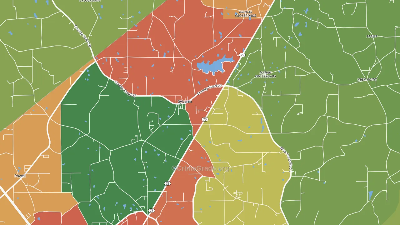 Sylvania, AL Map of Drug-Related Crime Rates