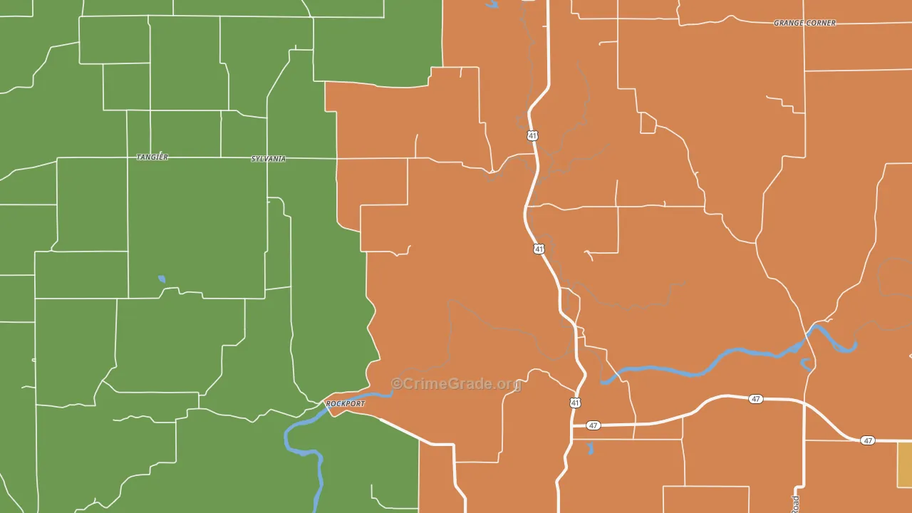 Sylvania, IN Map of Drug-Related Crime Rates