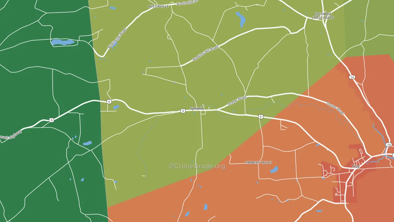 Sylvania, PA Map of Drug-Related Crime Rates