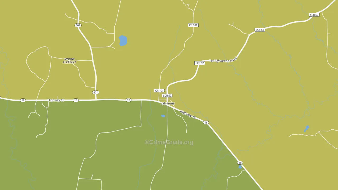 Sylvarena, MS Map of Drug-Related Crime Rates