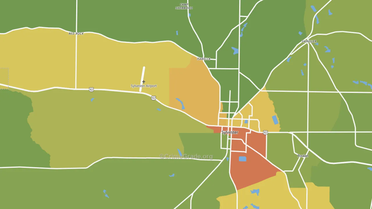 Sylvester, GA Map of Drug-Related Crime Rates