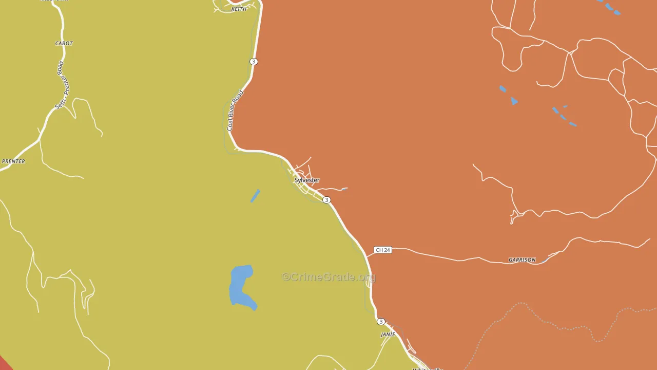 Sylvester, WV Map of Drug-Related Crime Rates