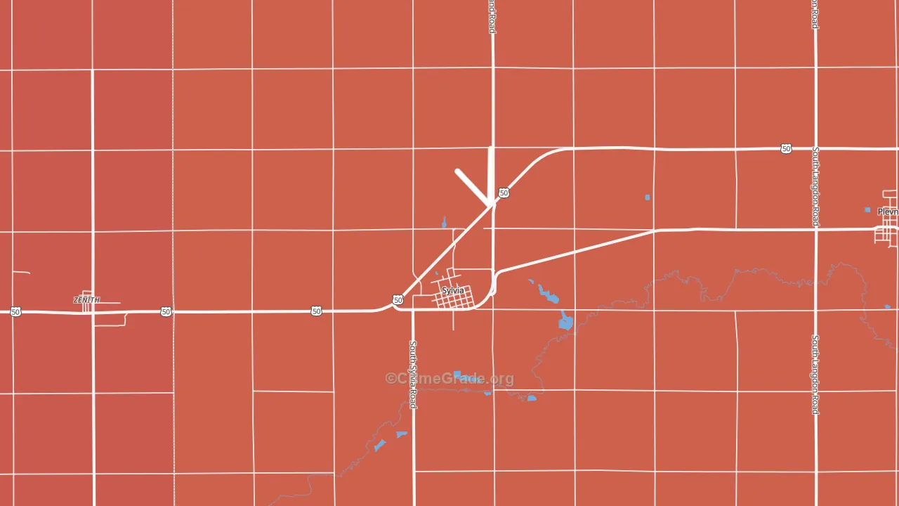 Sylvia, KS Map of Drug-Related Crime Rates