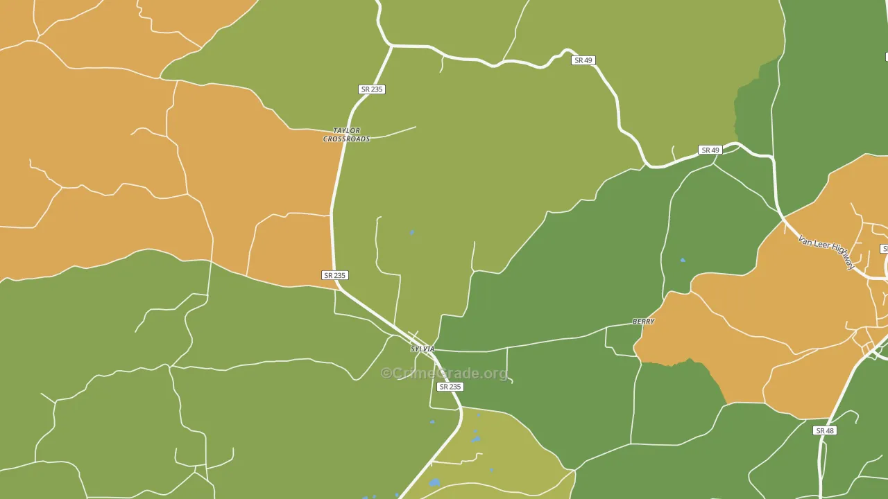 Sylvia, TN Map of Drug-Related Crime Rates