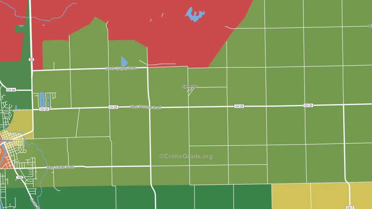 Symerton, IL Map of Drug-Related Crime Rates