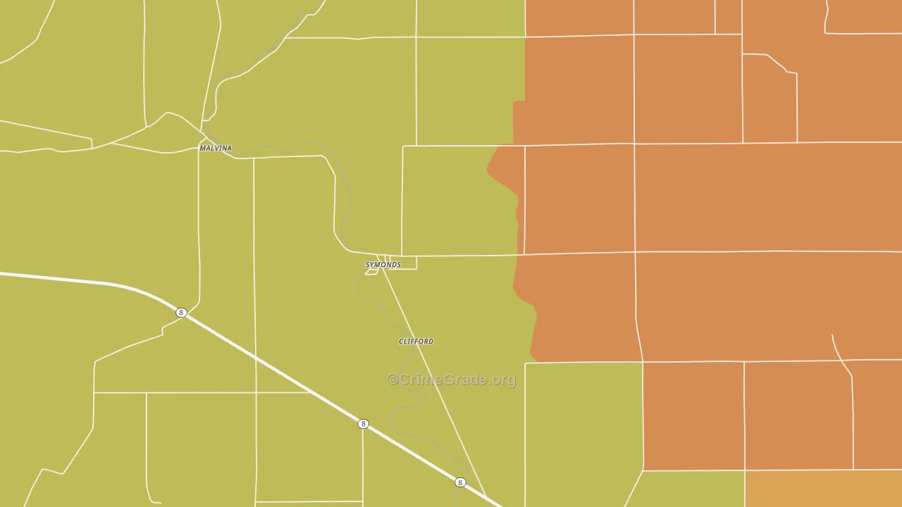 Symonds, MS Map of Drug-Related Crime Rates