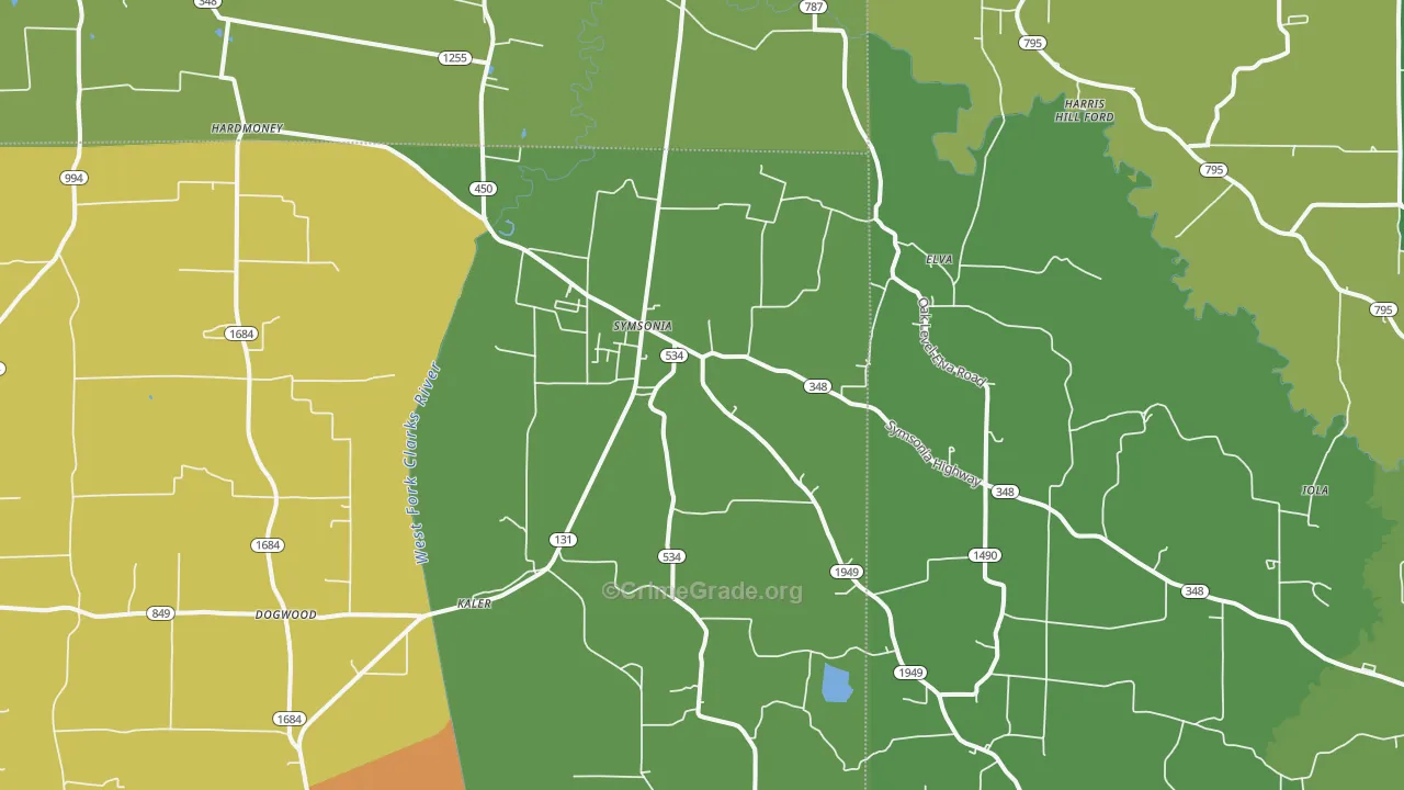 Symsonia, KY Map of Drug-Related Crime Rates