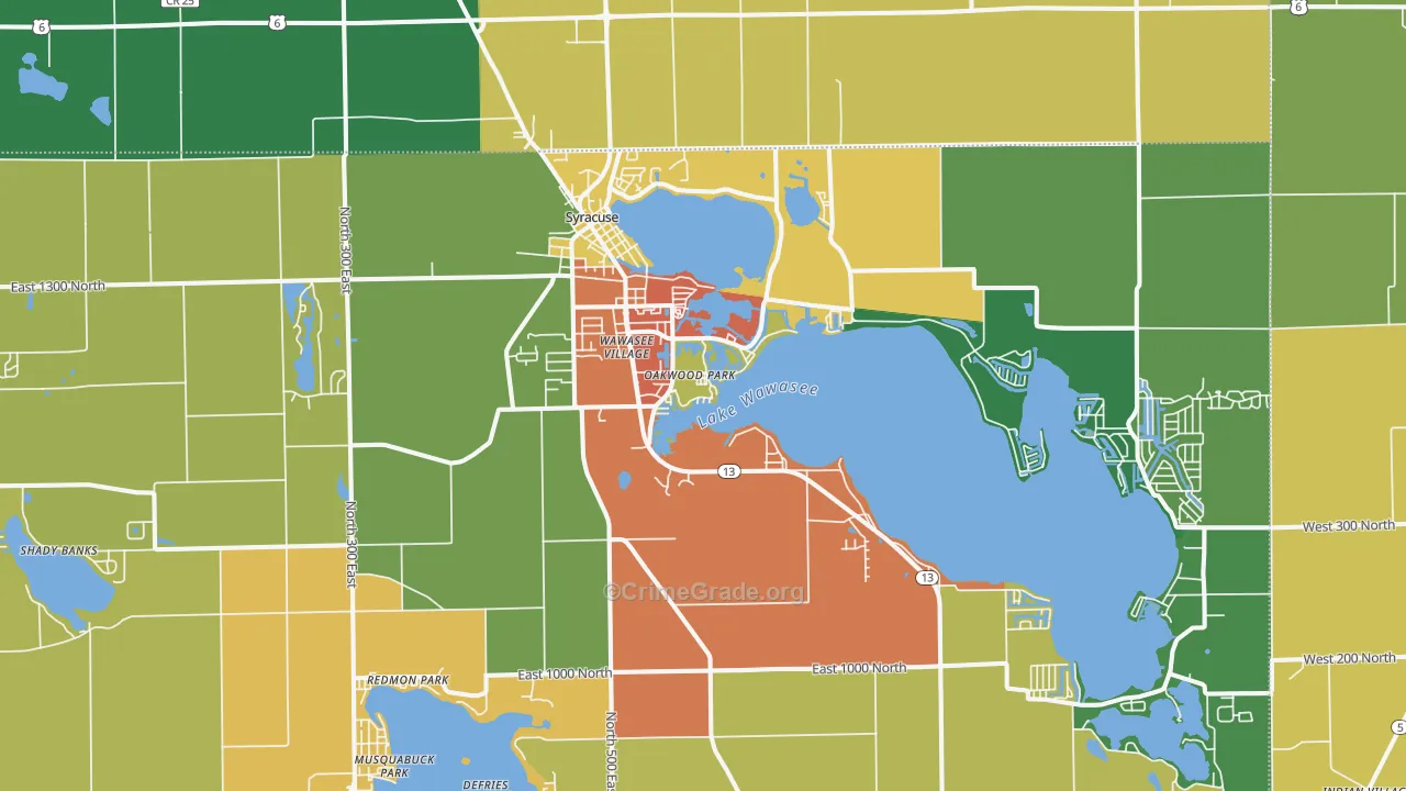 Syracuse, IN Map of Drug-Related Crime Rates