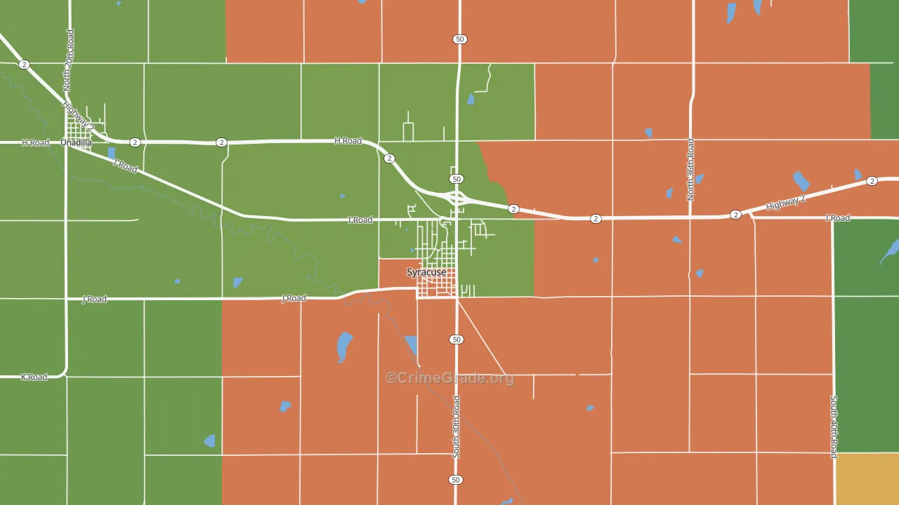 Syracuse, NE Map of Drug-Related Crime Rates