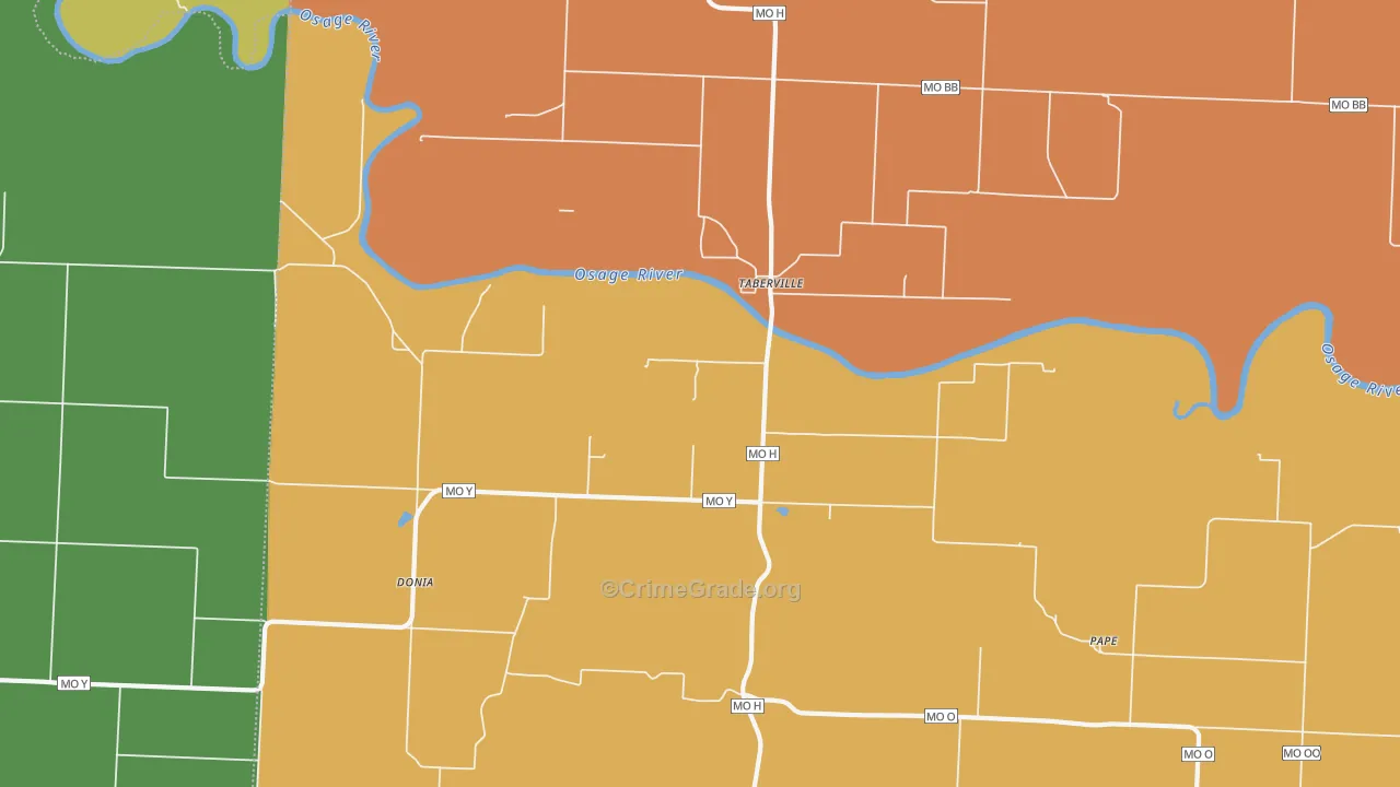 Taberville, MO Map of Drug-Related Crime Rates