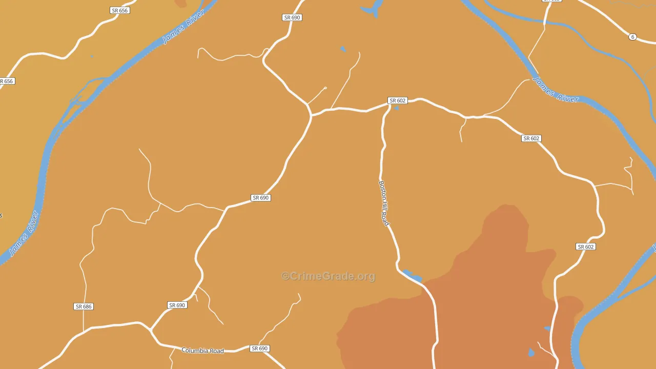 Tabscott, VA Map of Drug-Related Crime Rates