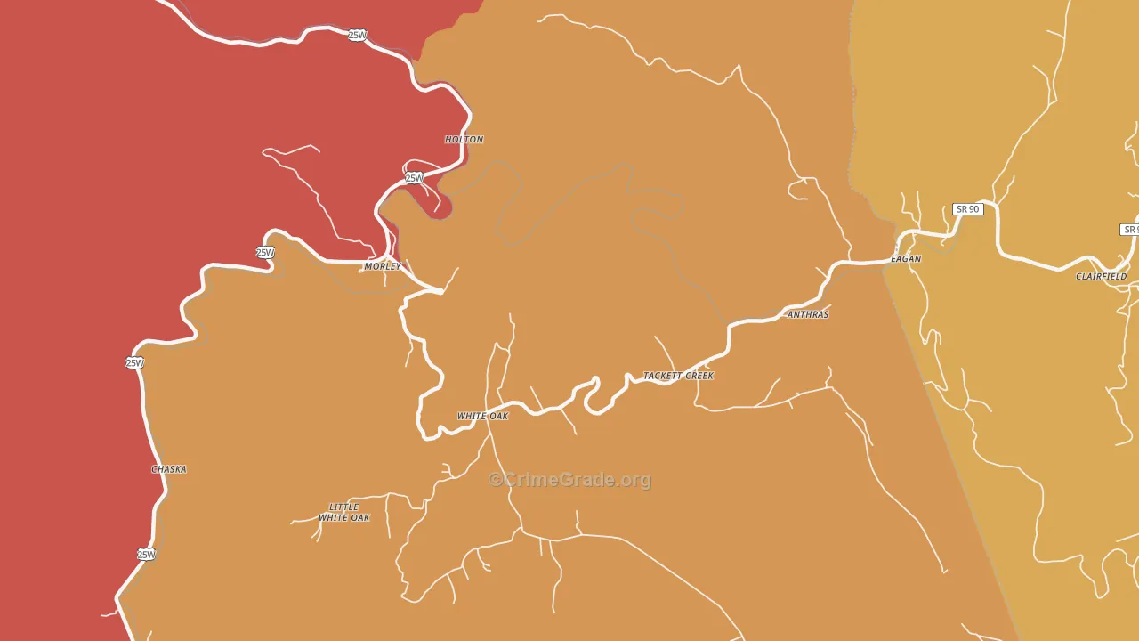 Tackett Creek, TN Map of Drug-Related Crime Rates