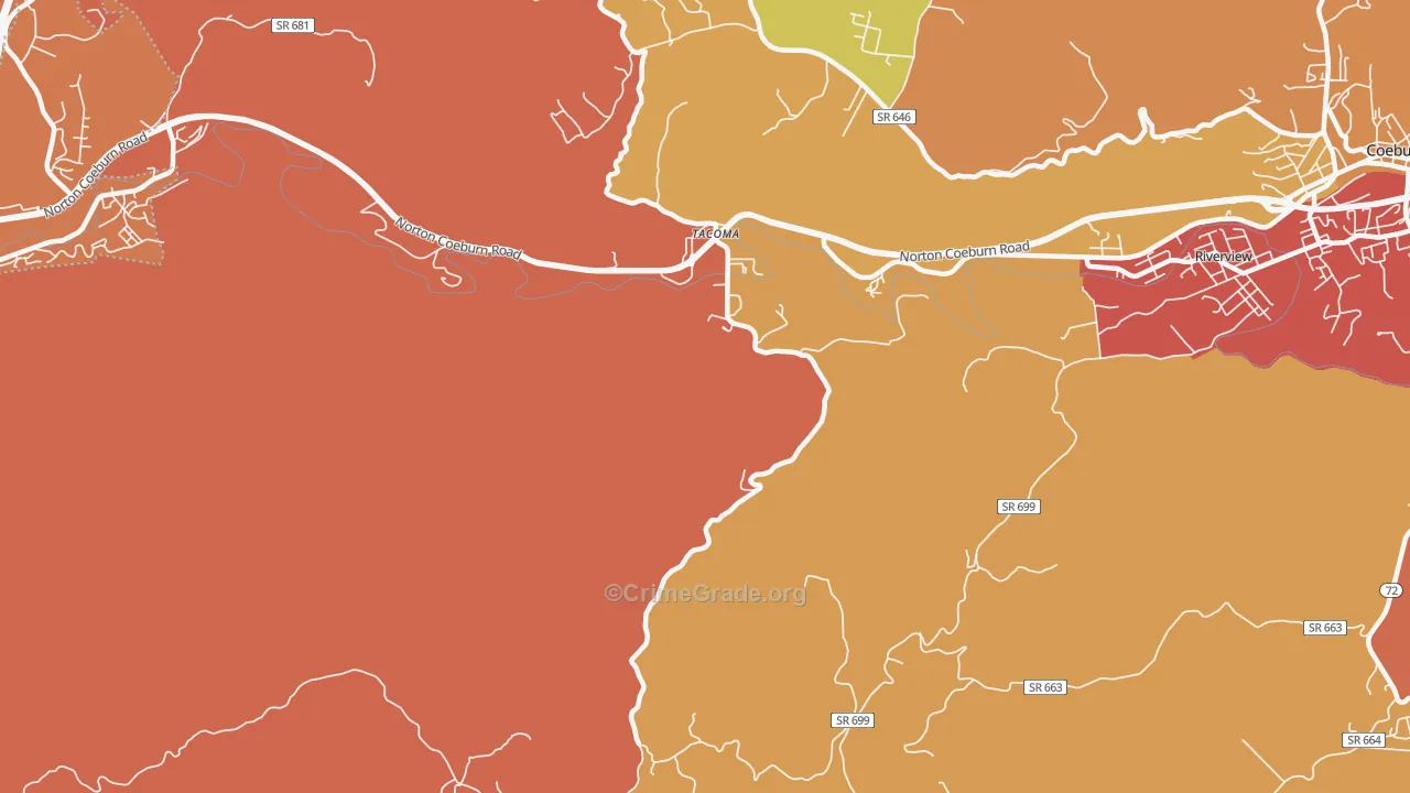 Tacoma, VA Map of Drug-Related Crime Rates