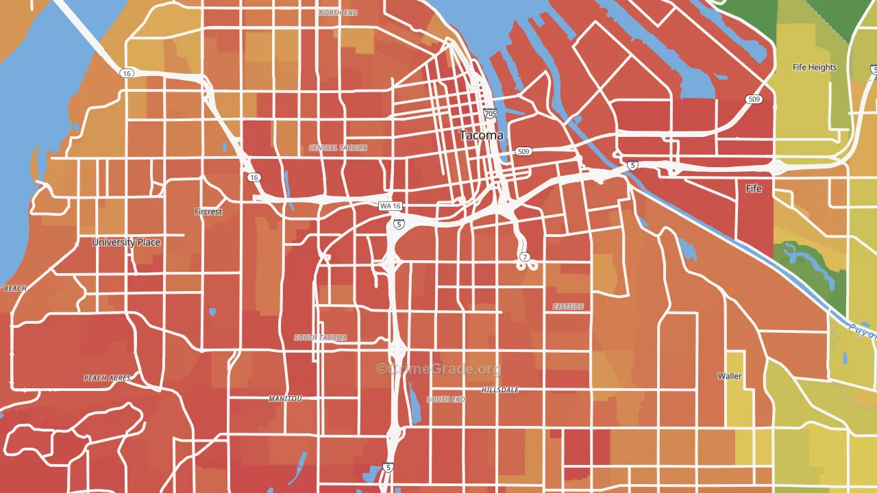 Tacoma, WA Map of Drug-Related Crime Rates