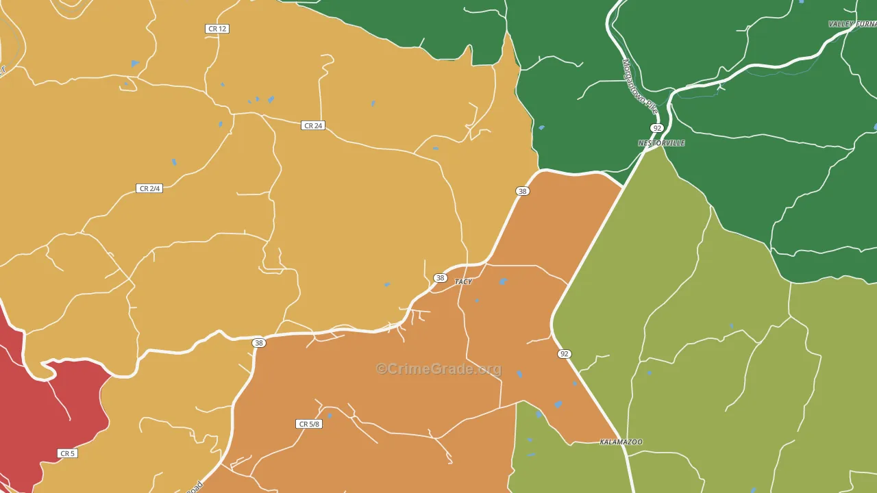 Tacy, WV Map of Drug-Related Crime Rates
