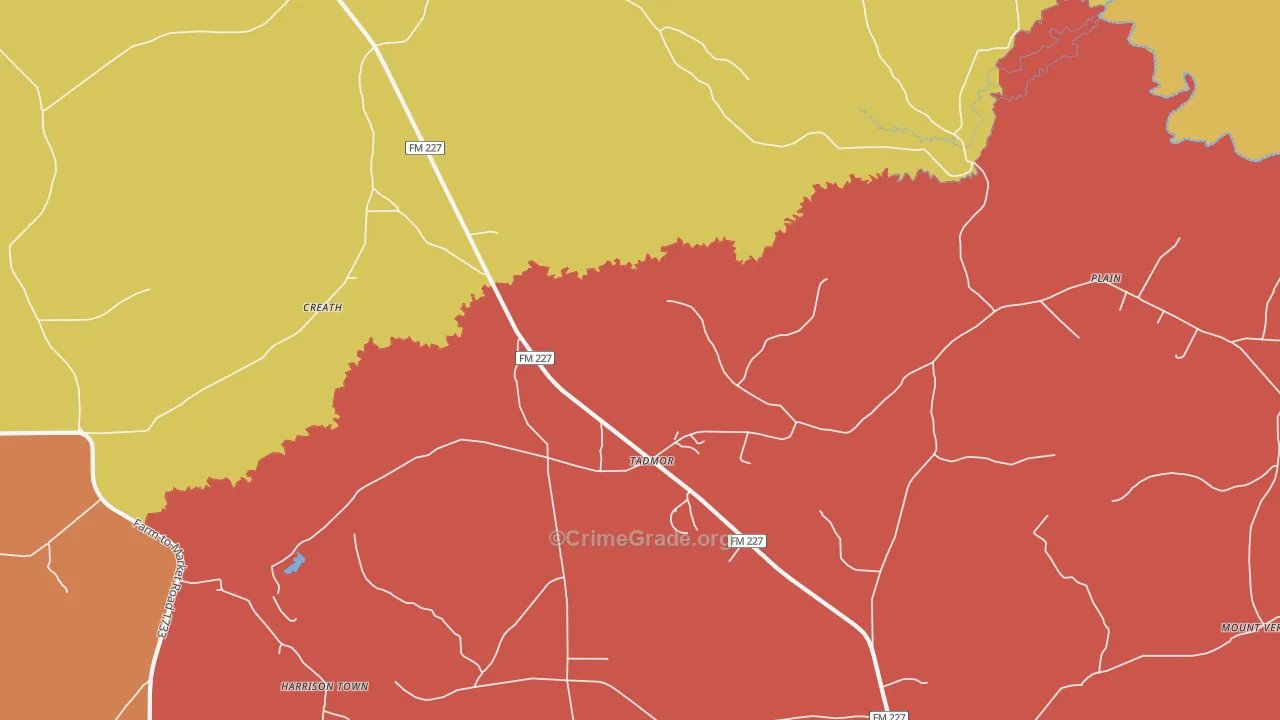 Tadmor, TX Map of Drug-Related Crime Rates