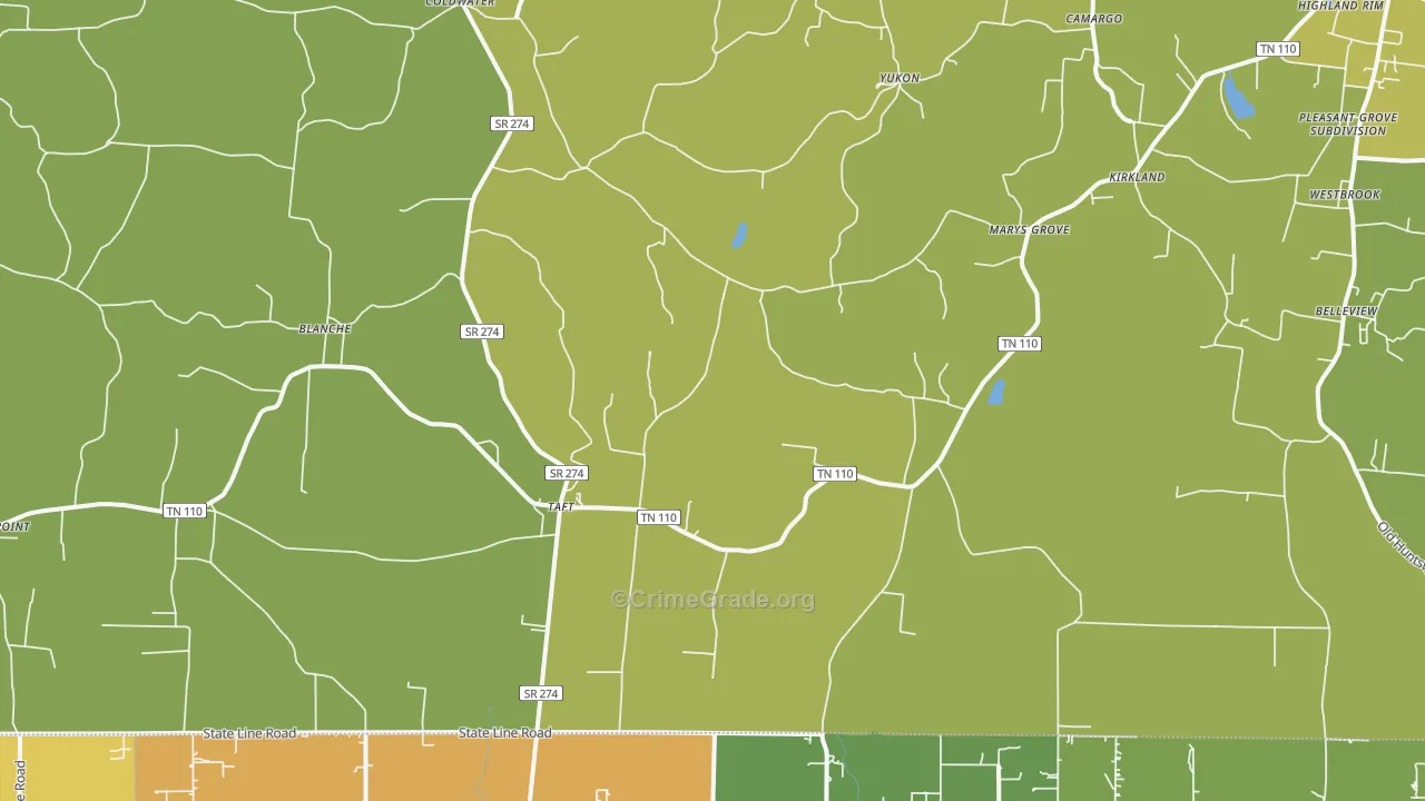 Taft, TN Map of Drug-Related Crime Rates