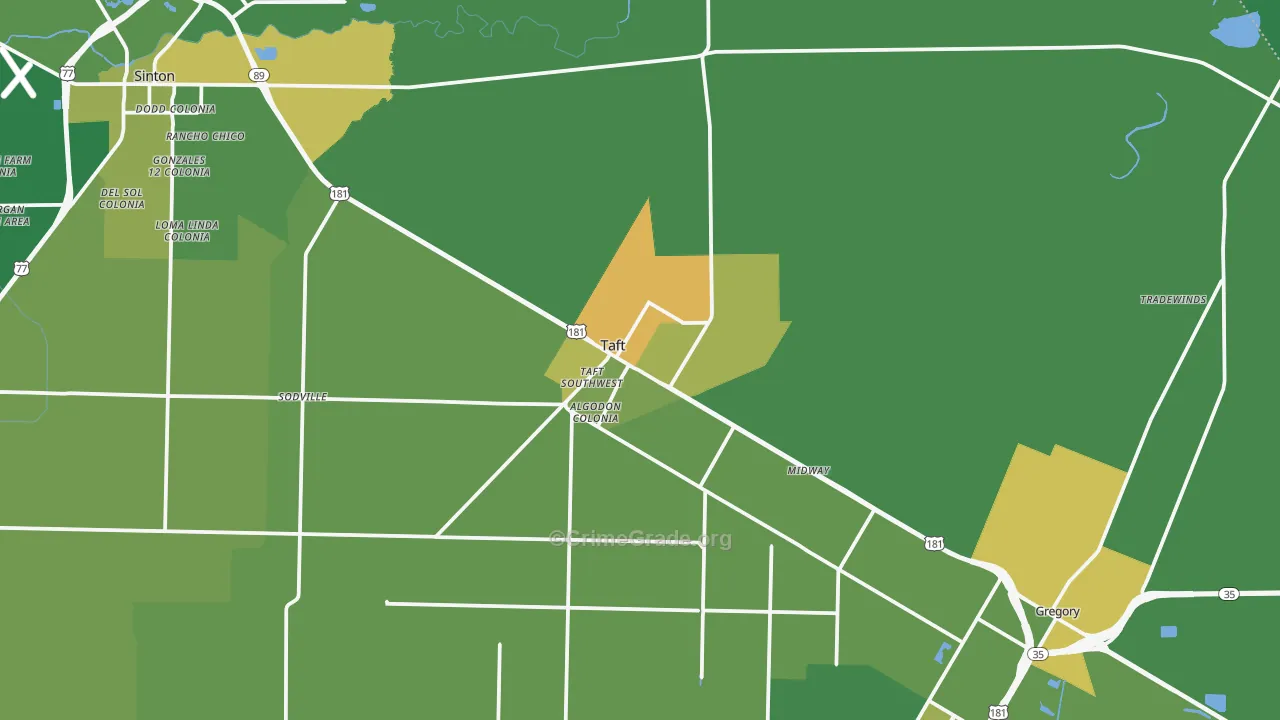 Taft, TX Map of Drug-Related Crime Rates