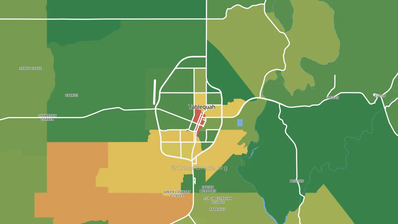 Tahlequah, OK Map of Drug-Related Crime Rates