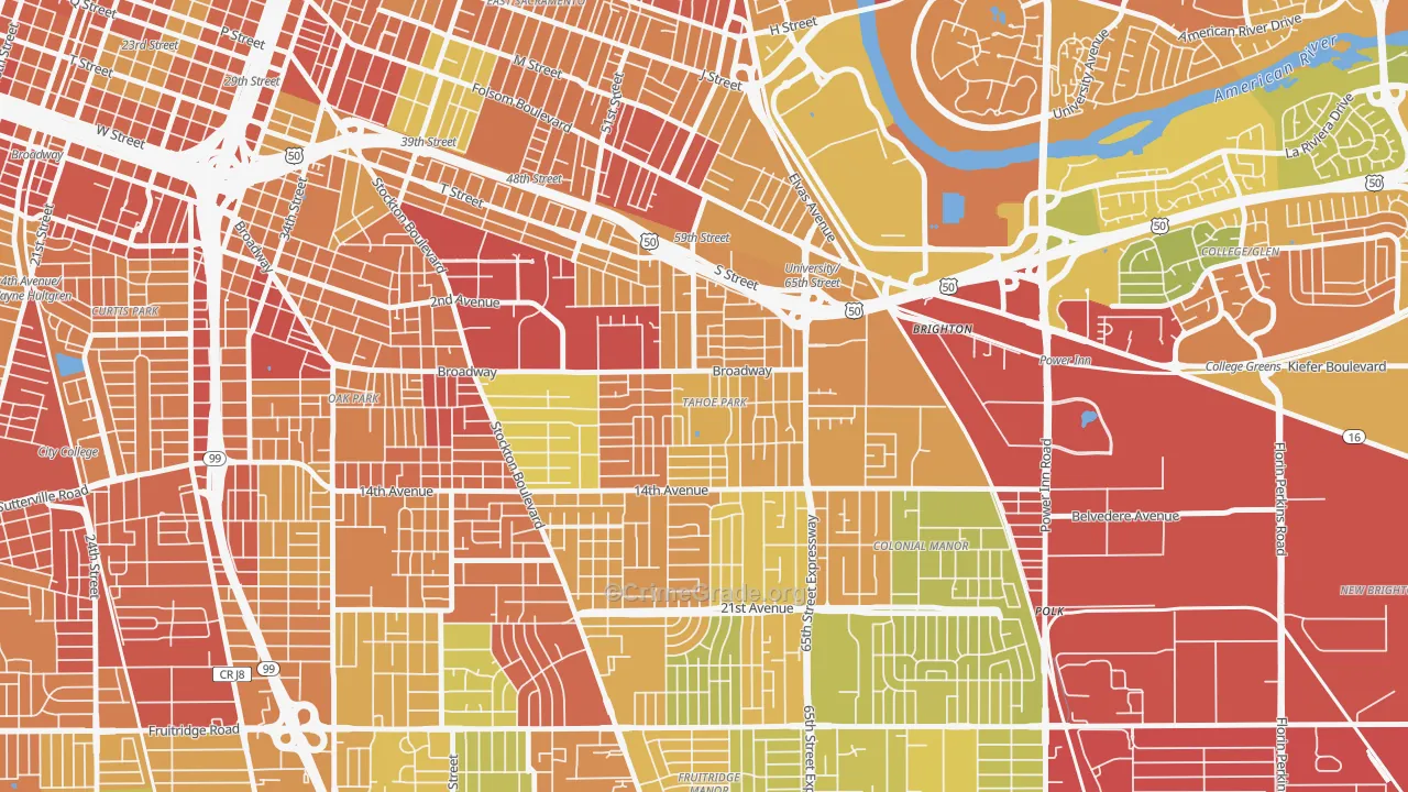 Tahoe Park, Sacramento, CA Map of Drug-Related Crime Rates
