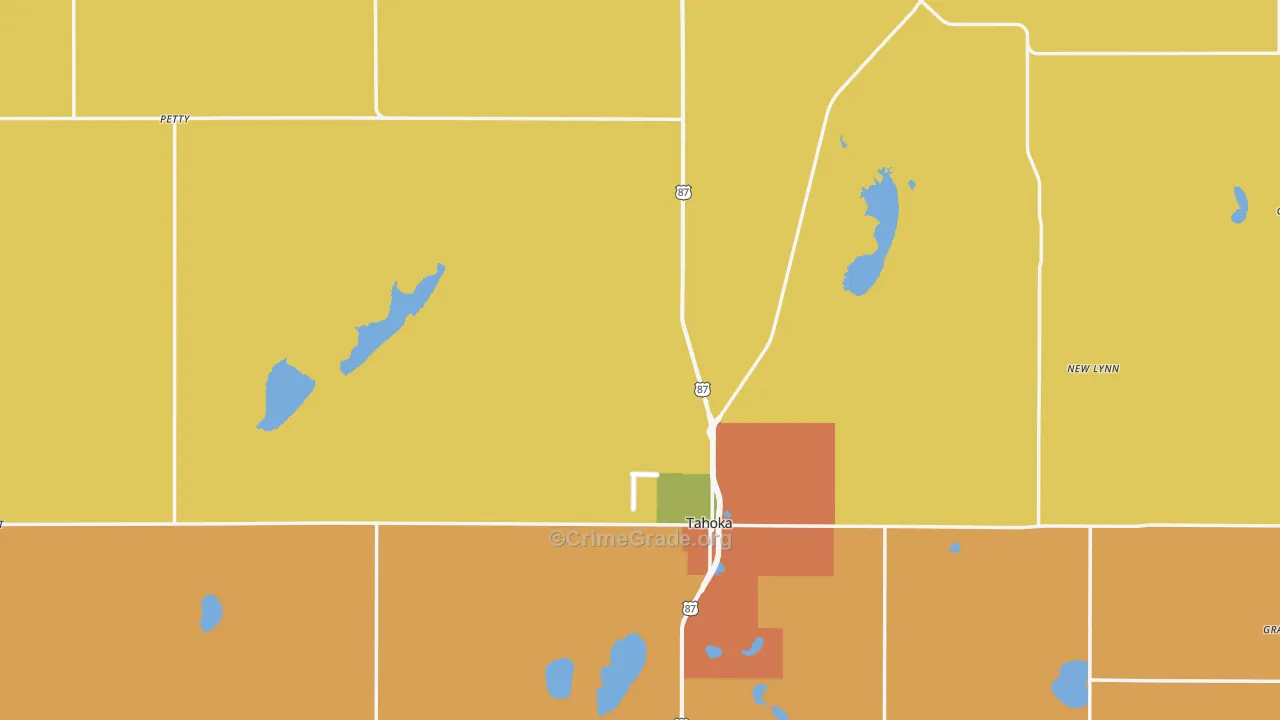Tahoka, TX Map of Drug-Related Crime Rates