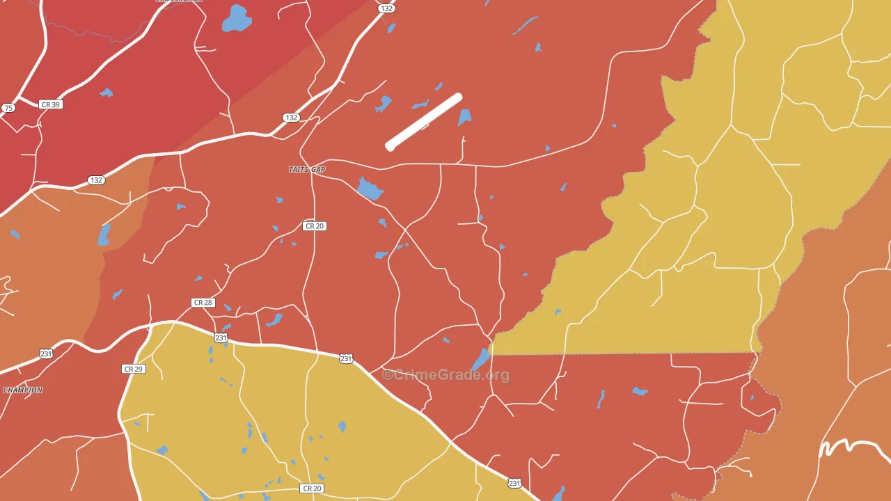 Taits Gap, AL Map of Drug-Related Crime Rates