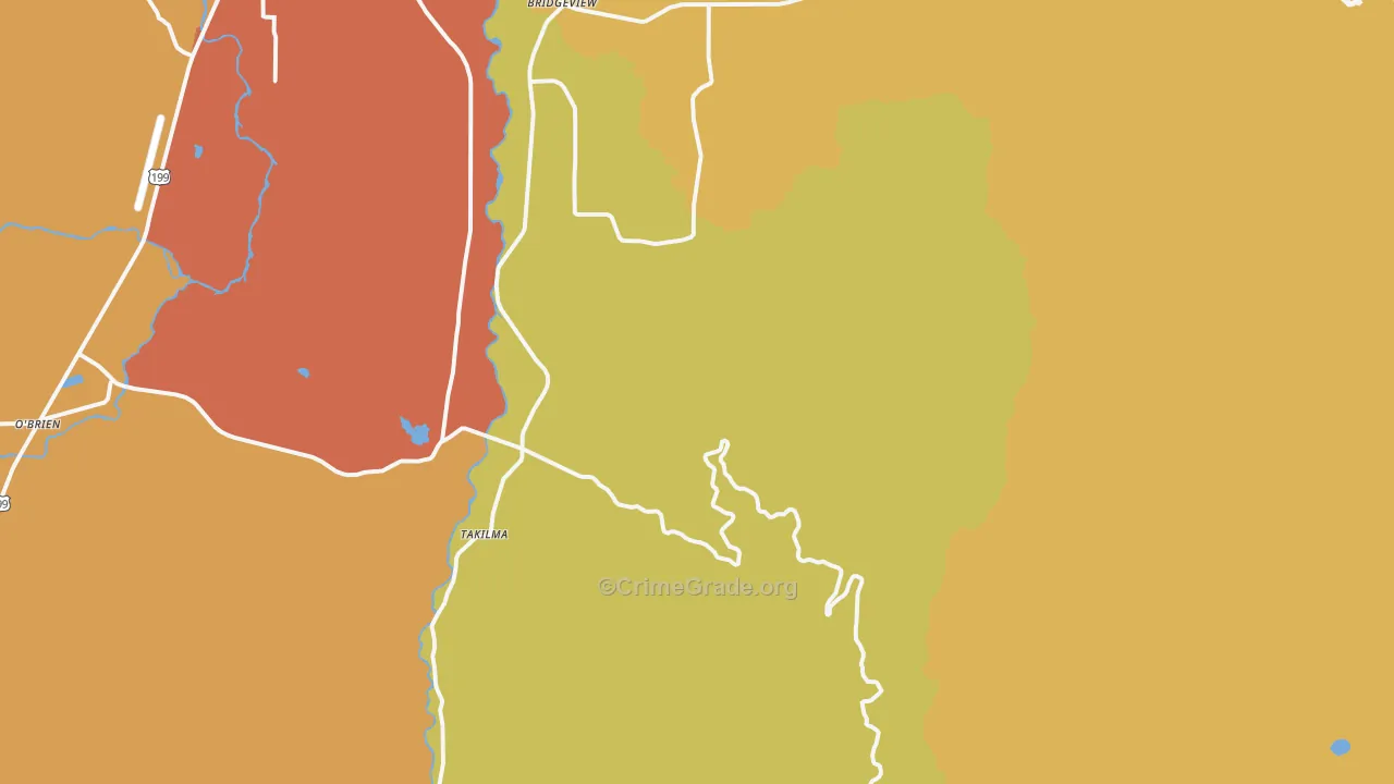 Takilma, OR Map of Drug-Related Crime Rates