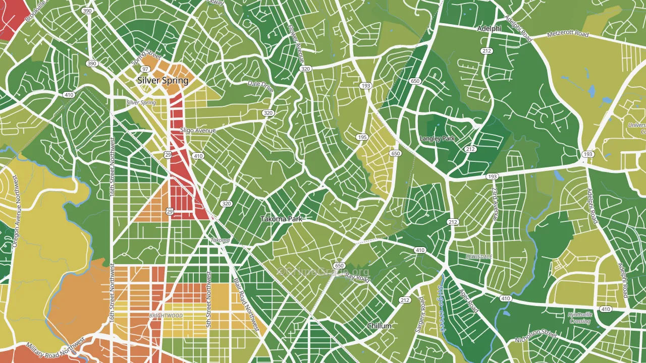 Takoma Park, MD Map of Drug-Related Crime Rates