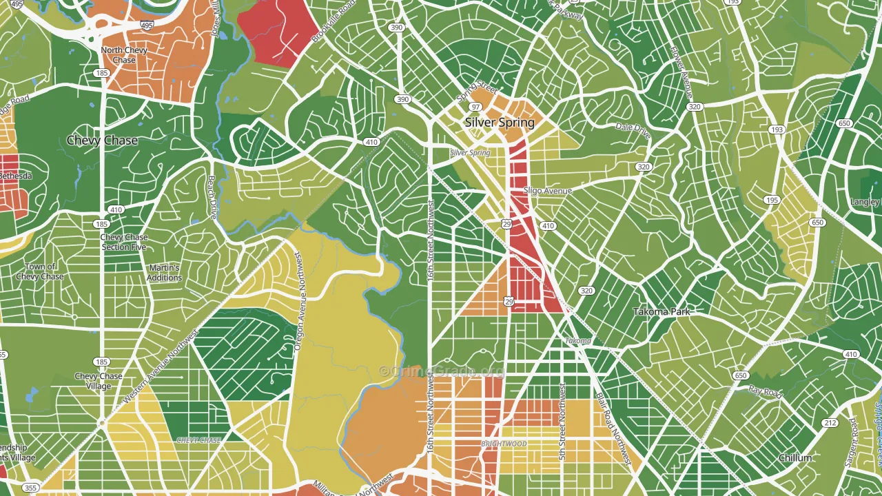 Takoma Park, Washington, DC Map of Drug-Related Crime Rates