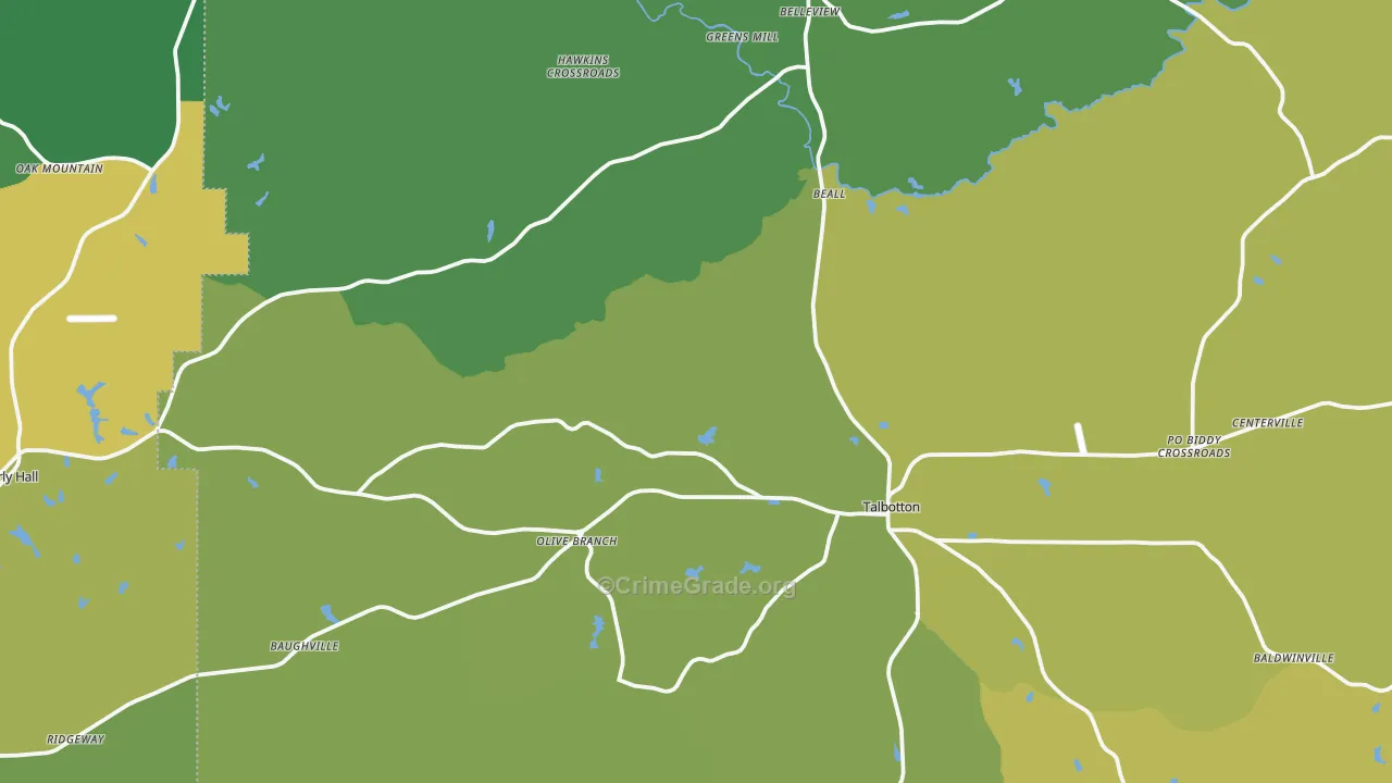 Talbot County, GA Map of Drug-Related Crime Rates