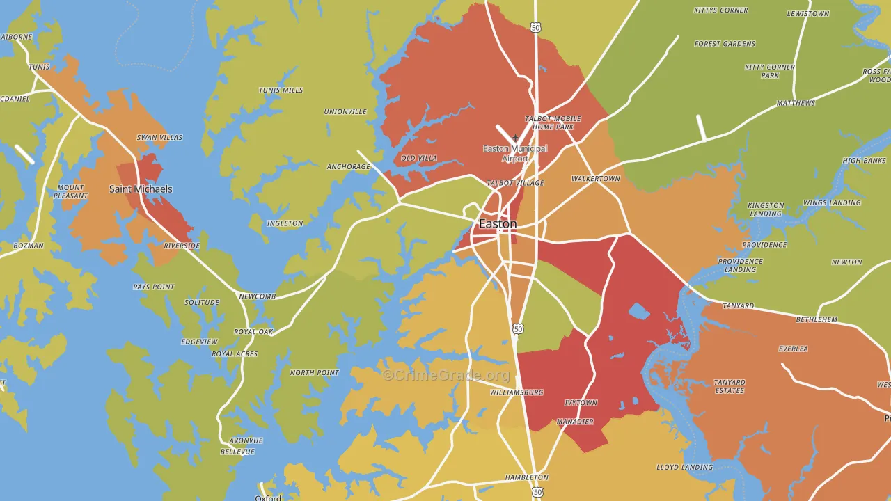 Talbot County, MD Map of Drug-Related Crime Rates
