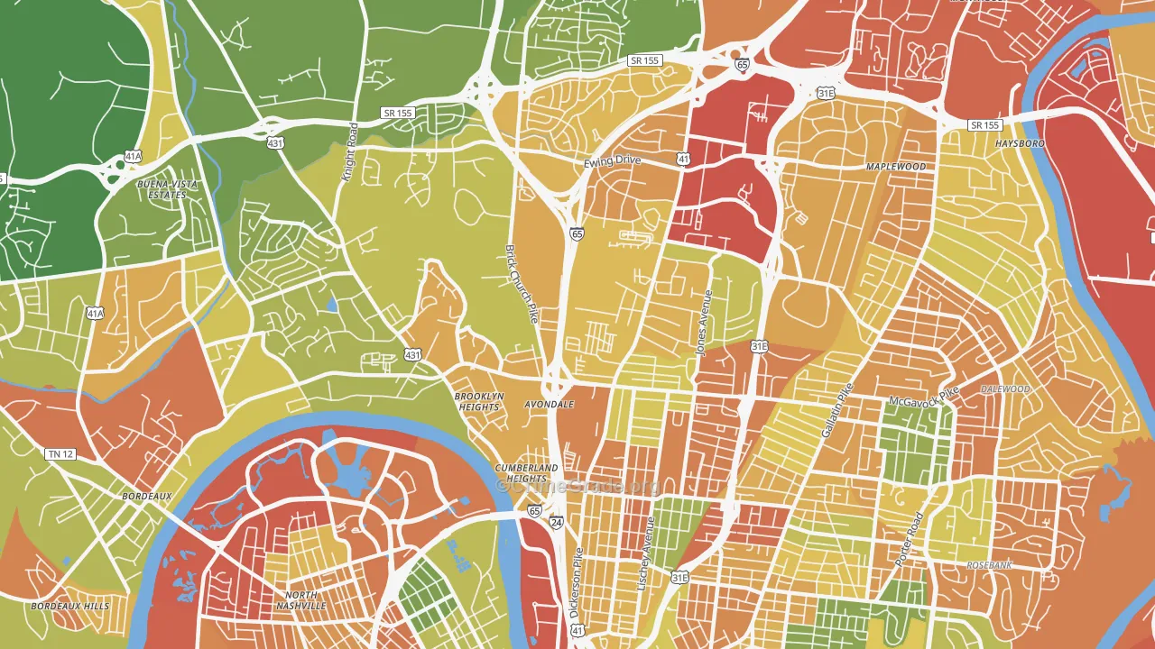 Talbot's Corner, Nashville, TN Map of Drug-Related Crime Rates