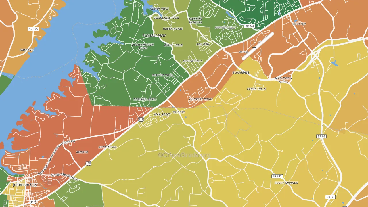 Talbott, TN Map of Drug-Related Crime Rates