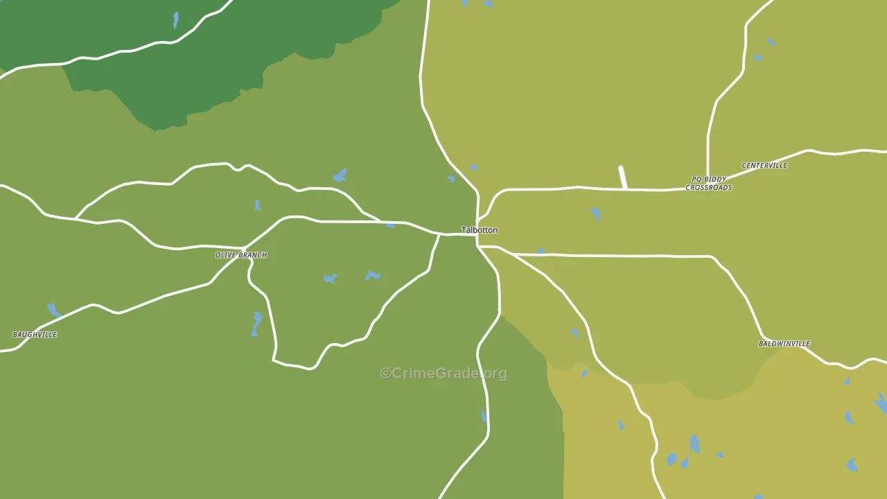 Talbotton, GA Map of Drug-Related Crime Rates