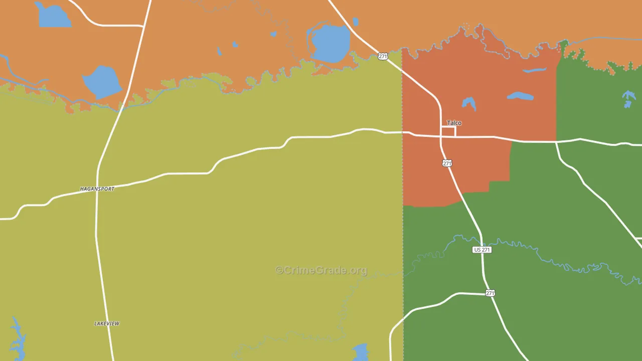 Talco, TX Map of Drug-Related Crime Rates