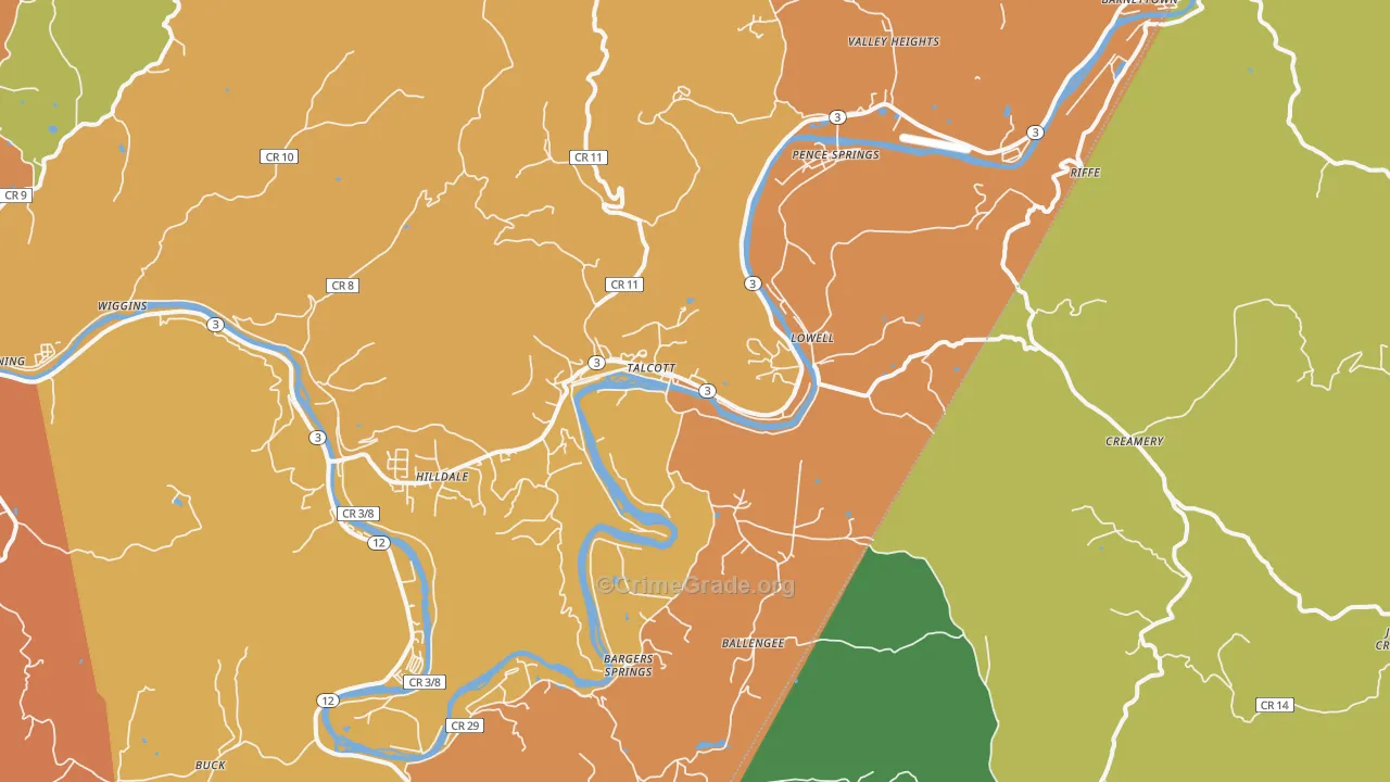 Talcott, WV Map of Drug-Related Crime Rates