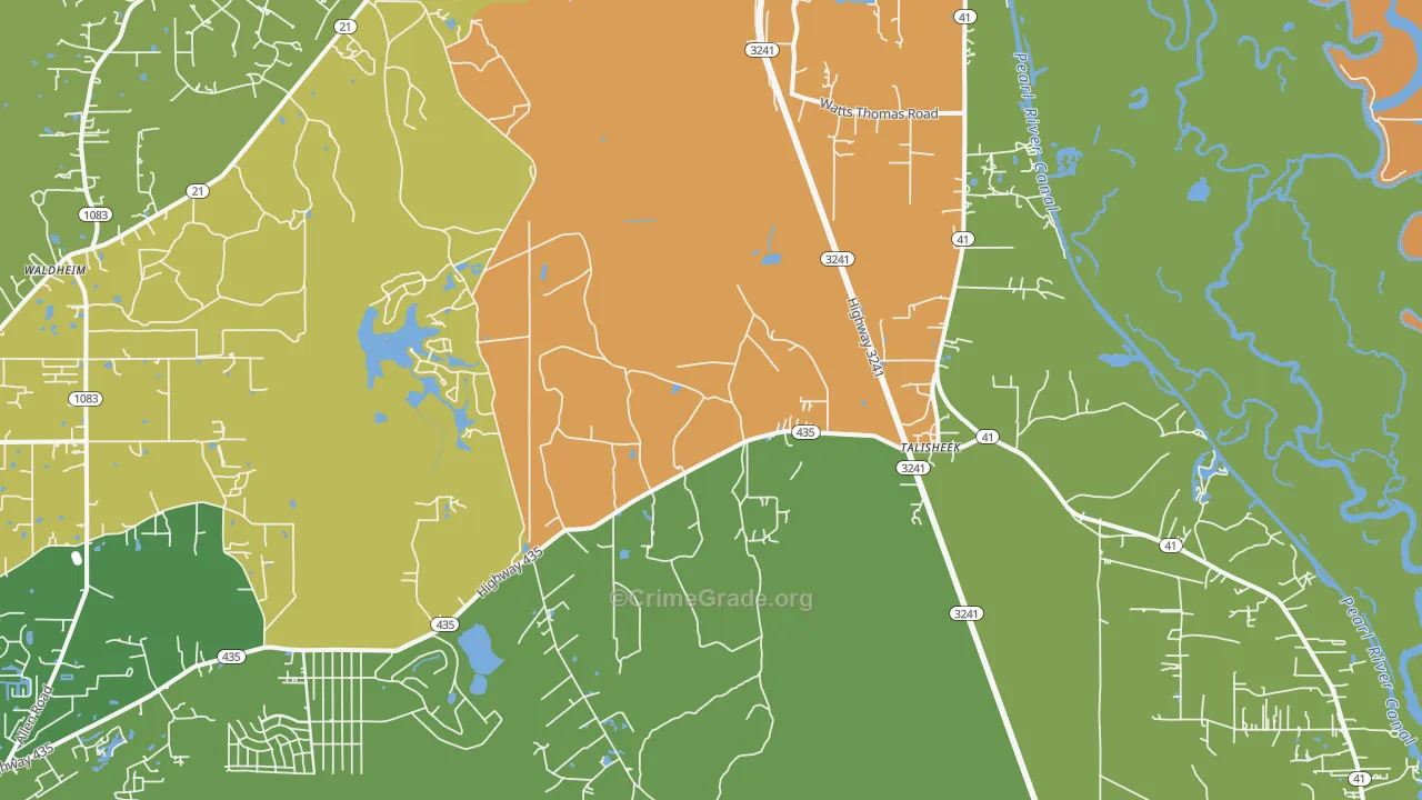 Talisheek, LA Map of Drug-Related Crime Rates