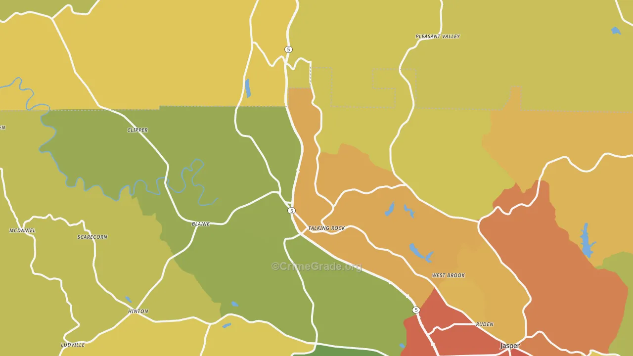 Talking Rock, GA Map of Drug-Related Crime Rates