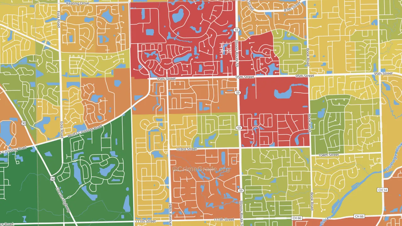 Tall Grass, Naperville, IL Map of Drug-Related Crime Rates