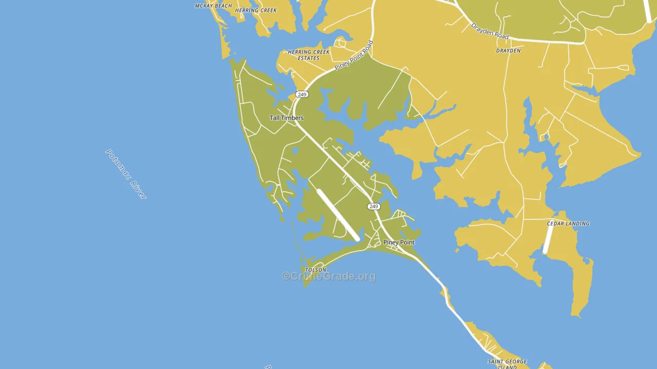 Tall Timbers, MD Map of Drug-Related Crime Rates
