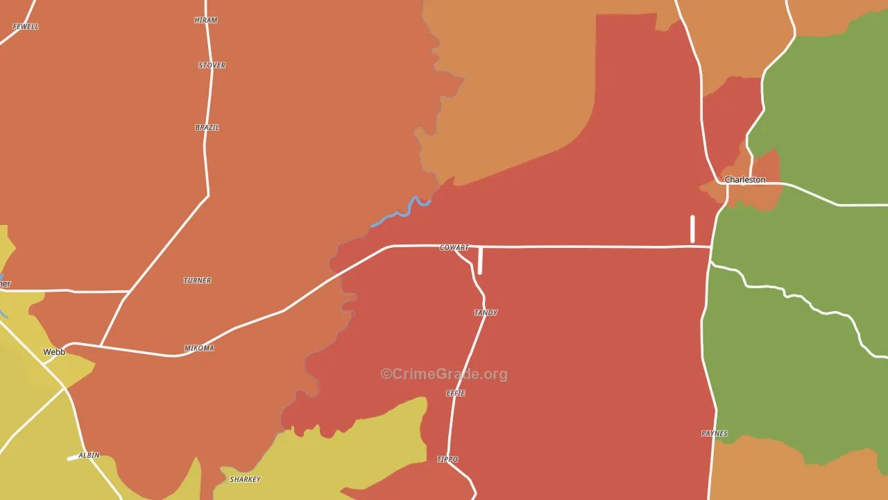 Tallahatchie County, MS Map of Drug-Related Crime Rates