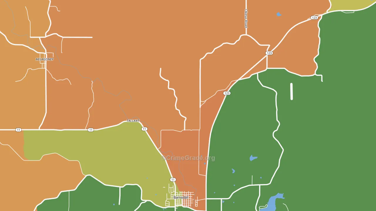 Tallant, OK Map of Drug-Related Crime Rates