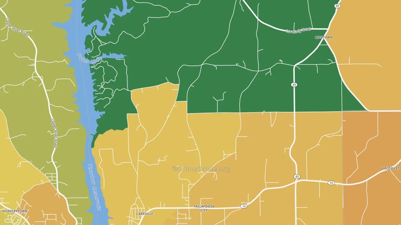 Tallapoosa City, AL Map of Drug-Related Crime Rates