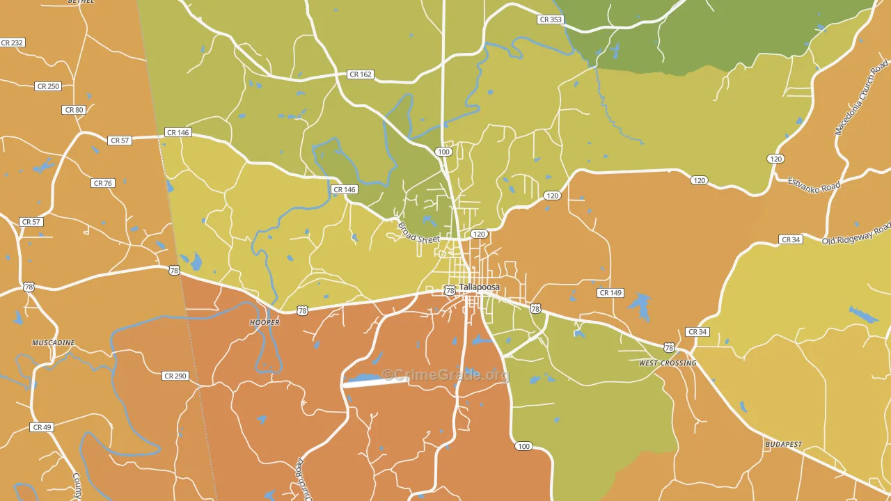 Tallapoosa, GA Map of Drug-Related Crime Rates