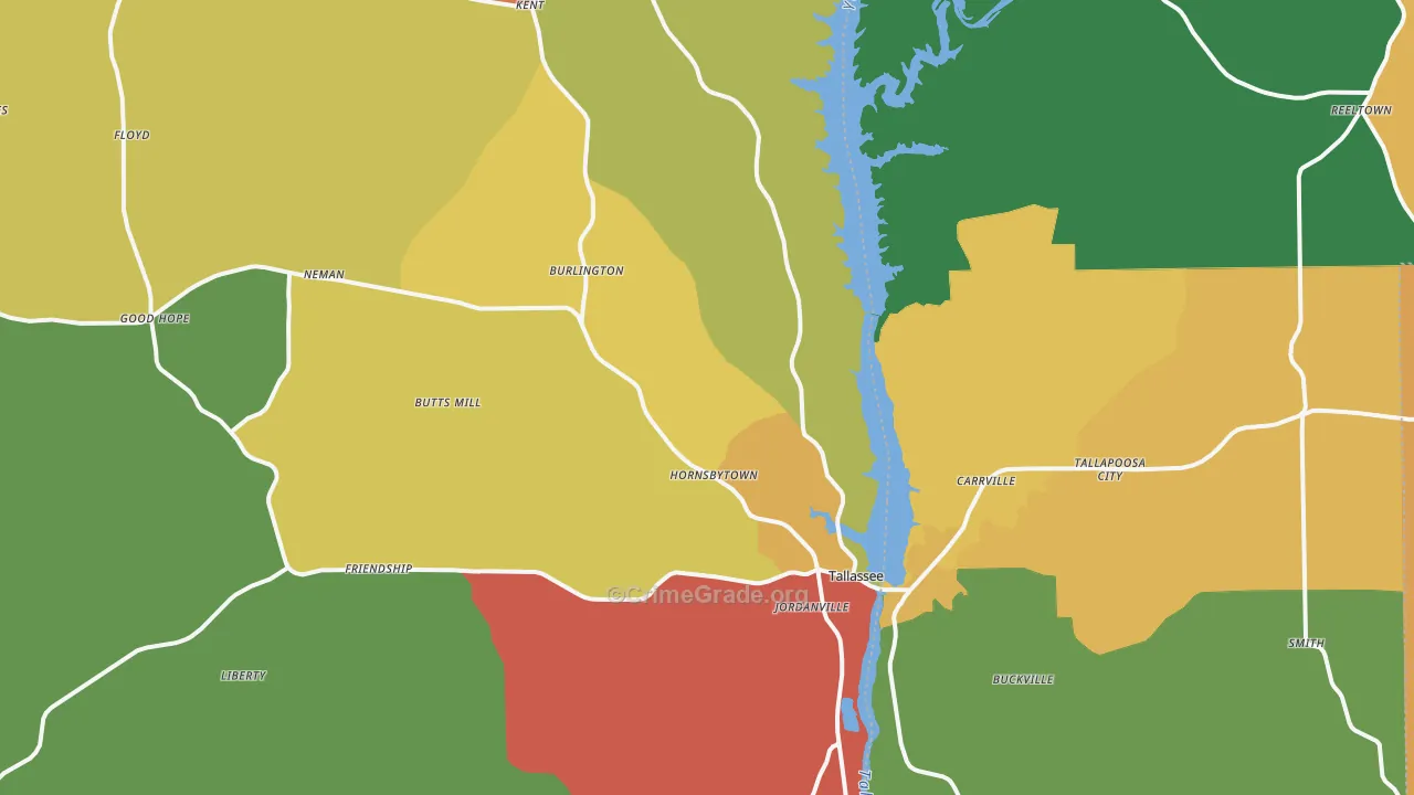Tallassee, AL Map of Drug-Related Crime Rates