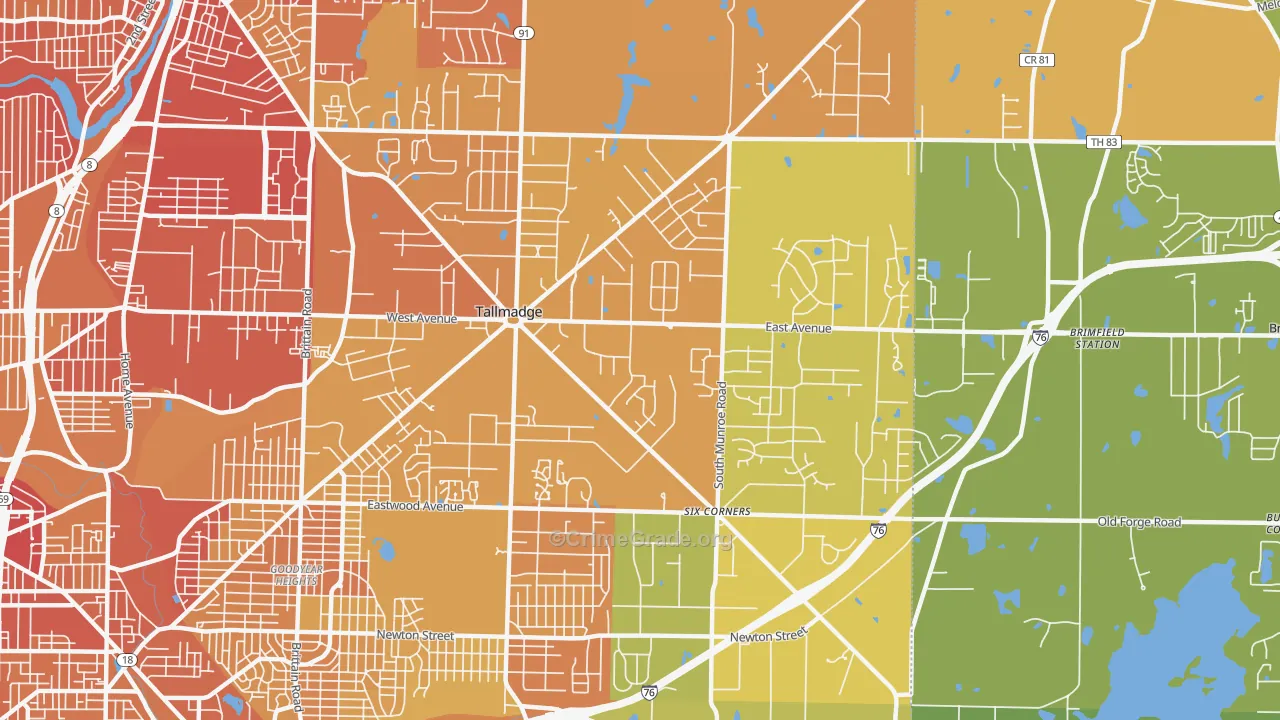 Tallmadge, OH Map of Drug-Related Crime Rates