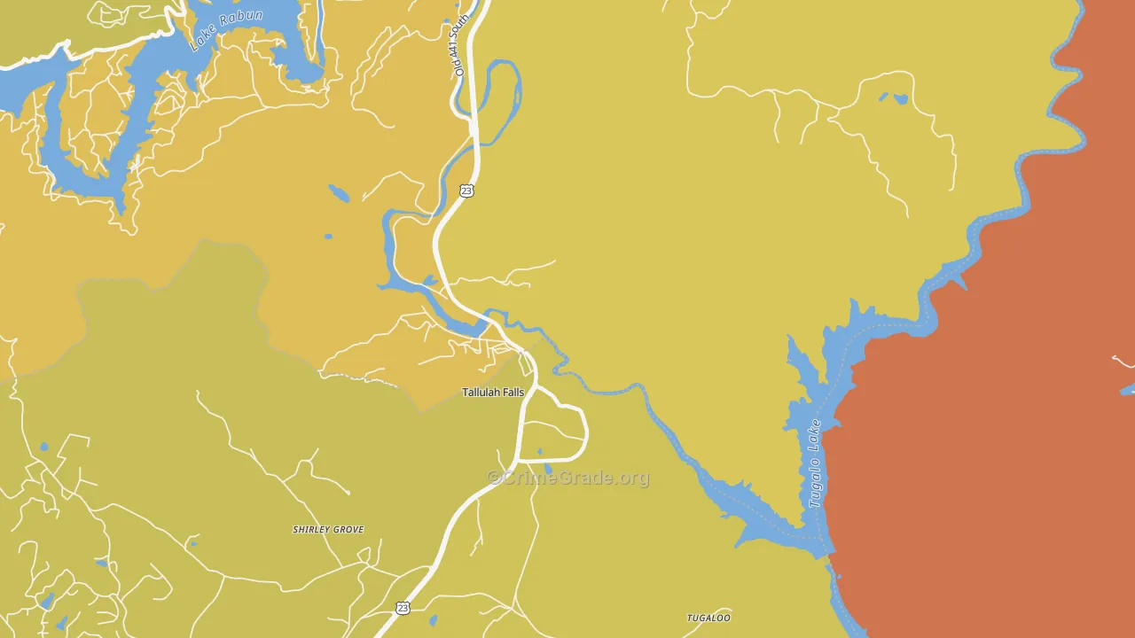 Tallulah Falls, GA Map of Drug-Related Crime Rates
